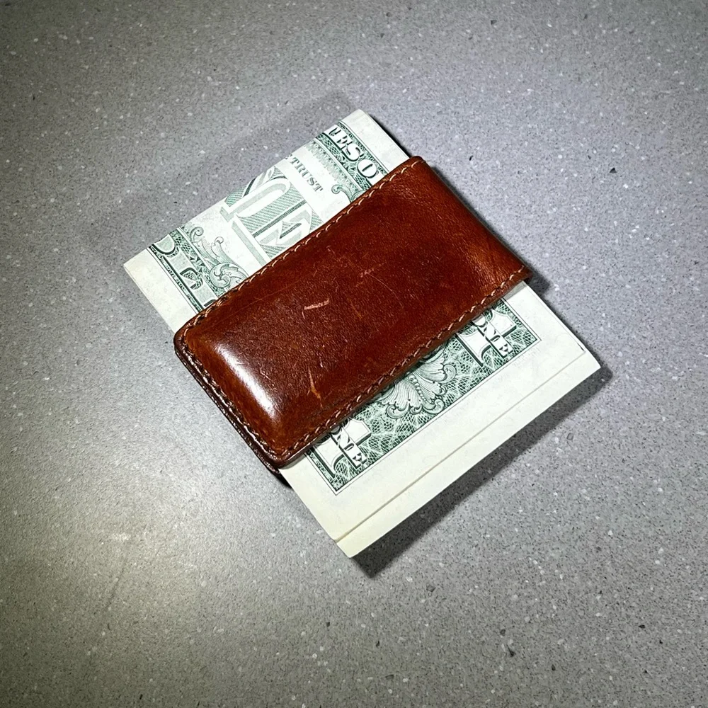 Genoa Lakes Leather Magnetic Money Clip Made In USA